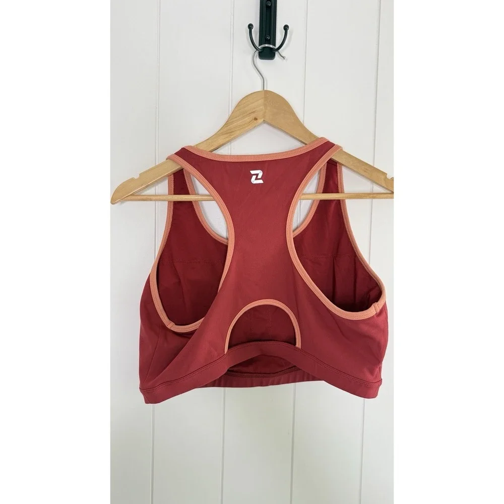 Zelos Red & Peach Racerback Longline Sports Bra‎ XL Athletic Workout Top